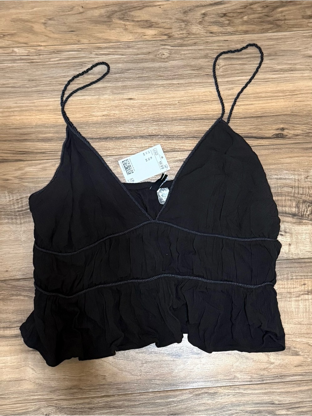H&M Brown Cropped V-Neck Spaghetti Strap Top